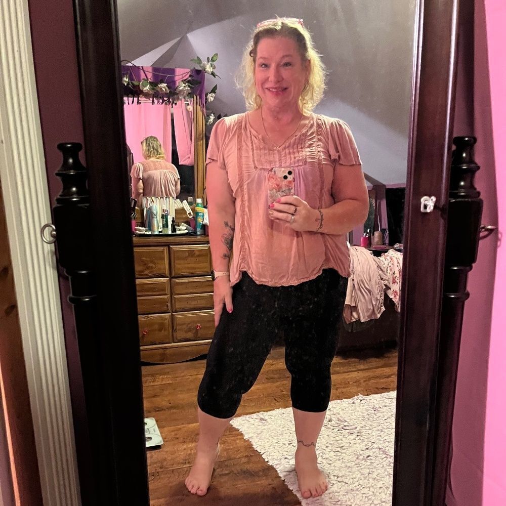 Knox Rose Large Pink Top Boho Lace Inset
